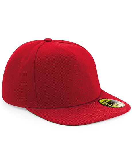 Flat Peak Snapback Cap - Classic Red/Classic Red