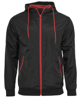 Leightweight Hooded Wind Jacket - Black/Red