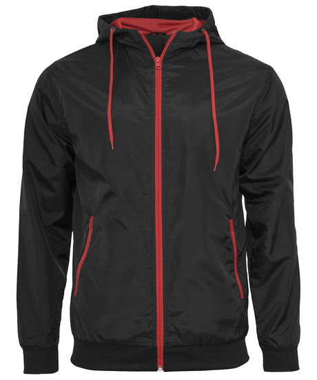 Leightweight Hooded Wind Jacket - Black/Red