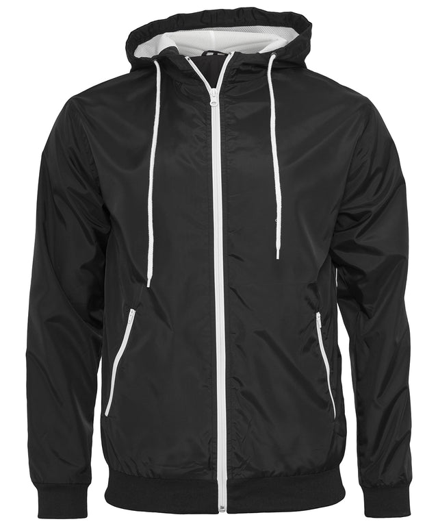 Leightweight Hooded Wind Jacket - Black/White