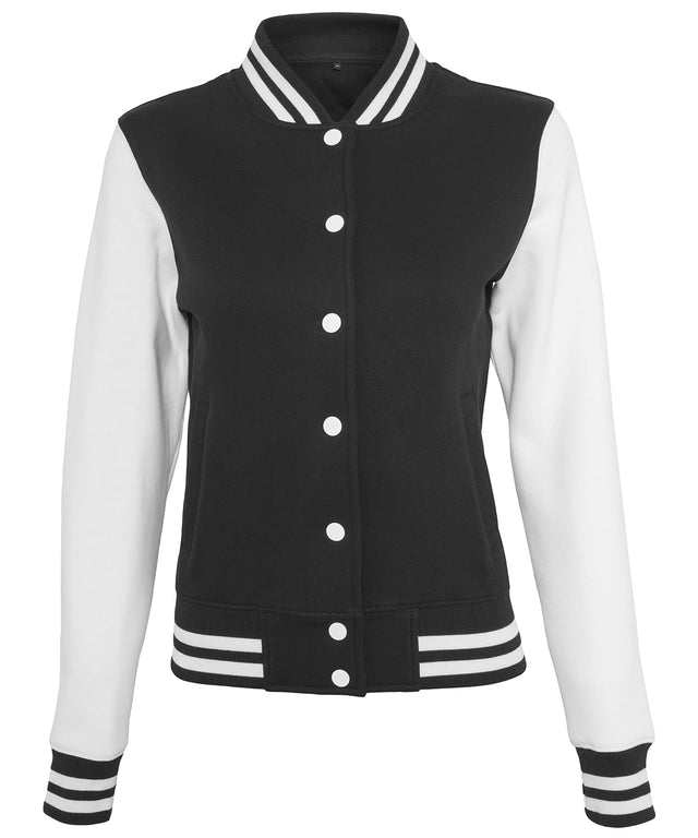 Womens Classic Button up College Jacket - Black/White