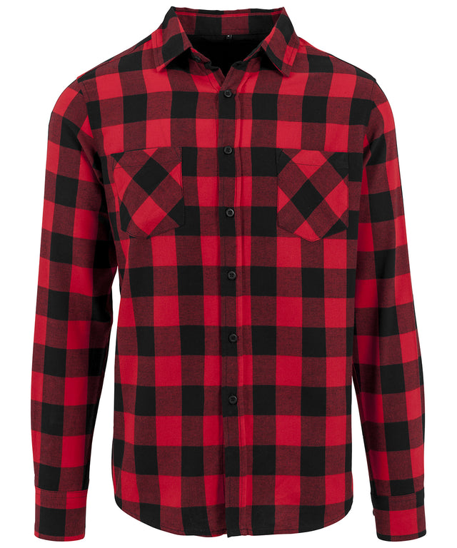 Long Cut Flannel Shirt  - Black/Red