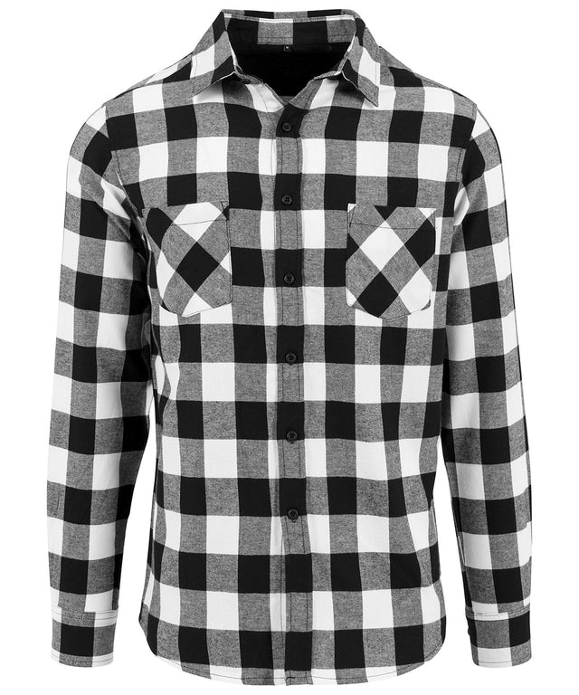 Long Cut Flannel Shirt  - Black/White