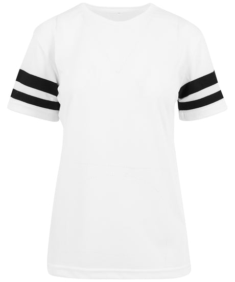 Womens Stylish Striped Sleeve Tee - White/Black