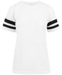 Womens Stylish Striped Sleeve Tee - White/Black