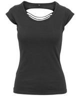 Womens Lightweight Back cut Tee - Black