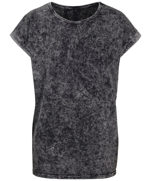 Womans Casual Acid Wash Tee - Dark Grey/White