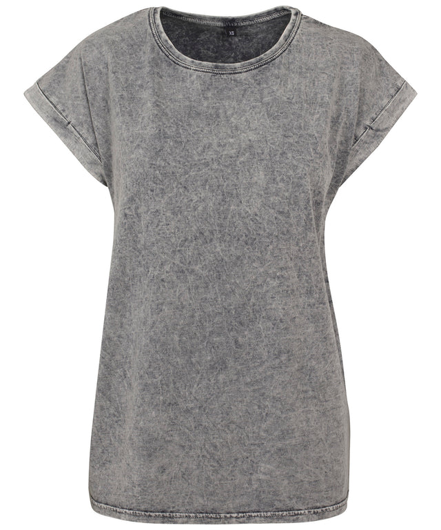 Womans Casual Acid Wash Tee - Grey/Black