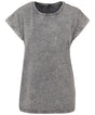 Womans Casual Acid Wash Tee - Grey/Black