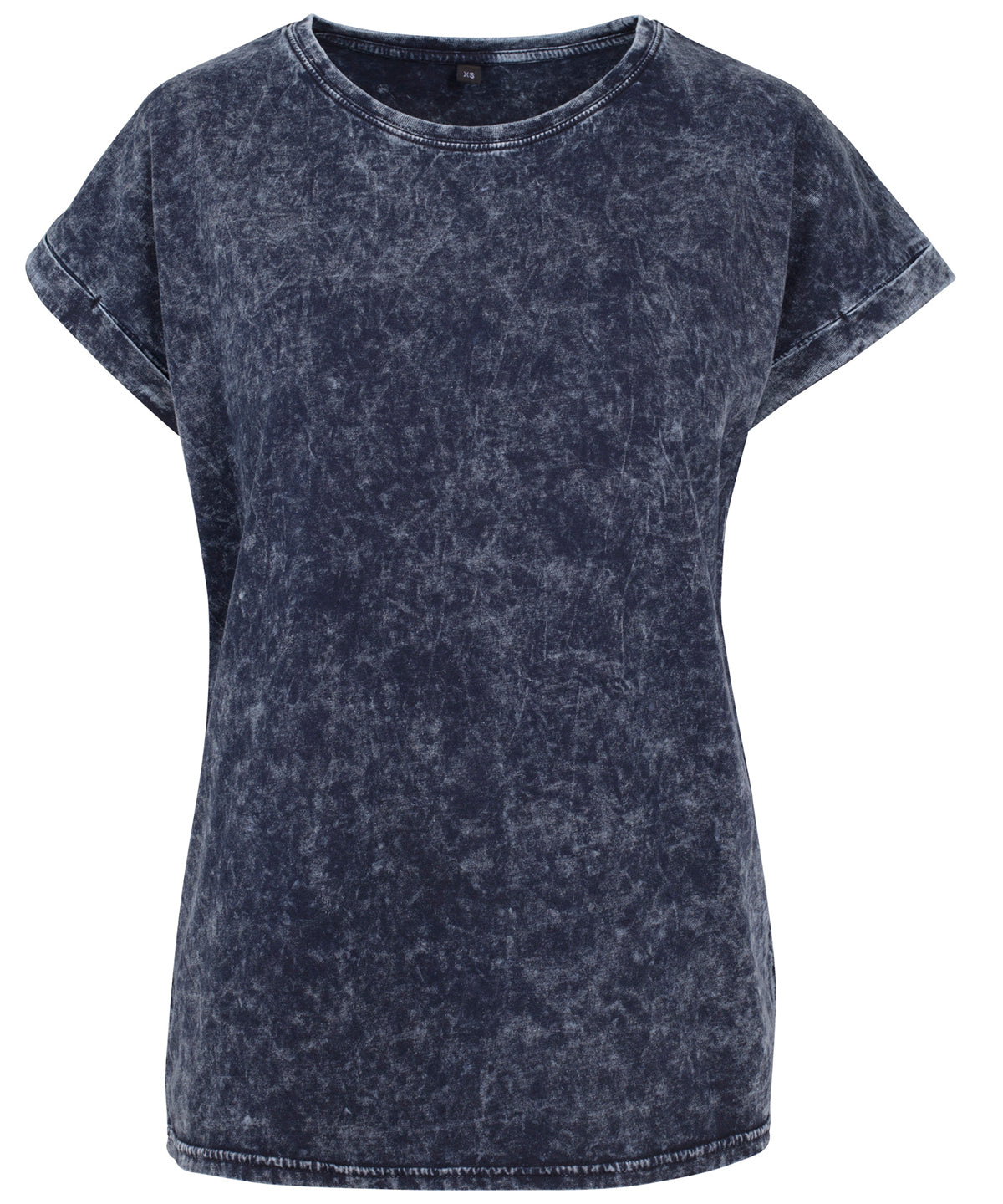 Womans Casual Acid Wash Tee - Indigo/White