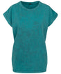 Women's acid washed extended shoulder tee