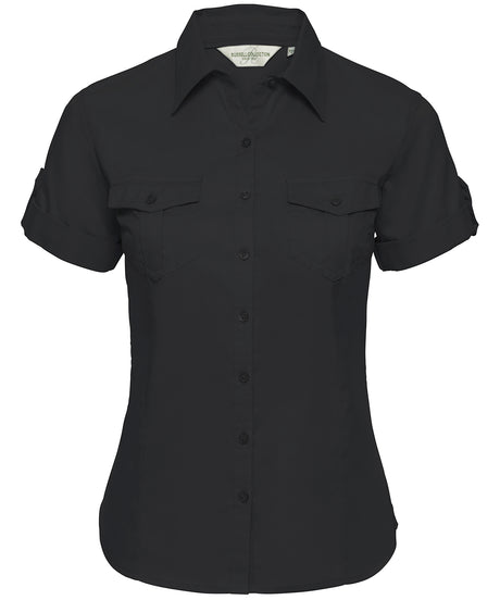 Women's roll-sleeve short sleeve shirt