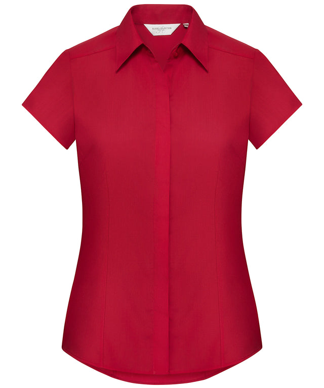 Women's cap sleeve polycotton easycare fitted poplin shirt