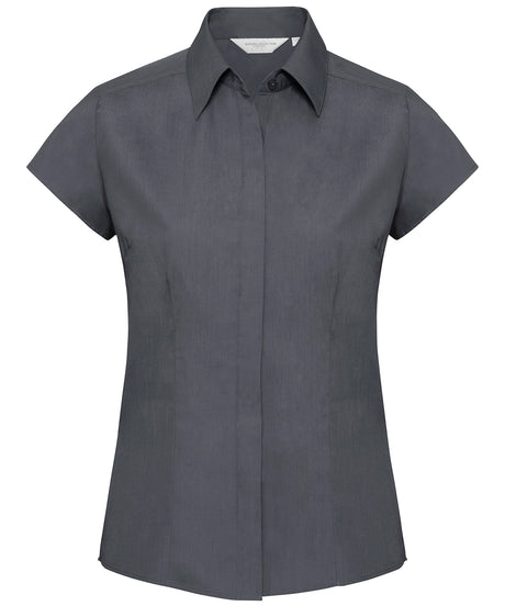 Women's cap sleeve polycotton easycare fitted poplin shirt