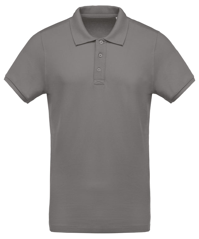 Men's organic piqué short-sleeved polo shirt