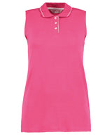 Womens Sleeveless Polo Shirt - Classic Fit - Raspberry/White