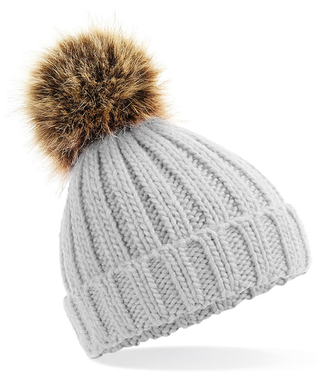 Cozy Pom Pom Beanie for Kids - Light Grey