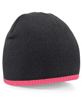 Cozy Two-Tone Beanie - Black/Fluorescent Pink