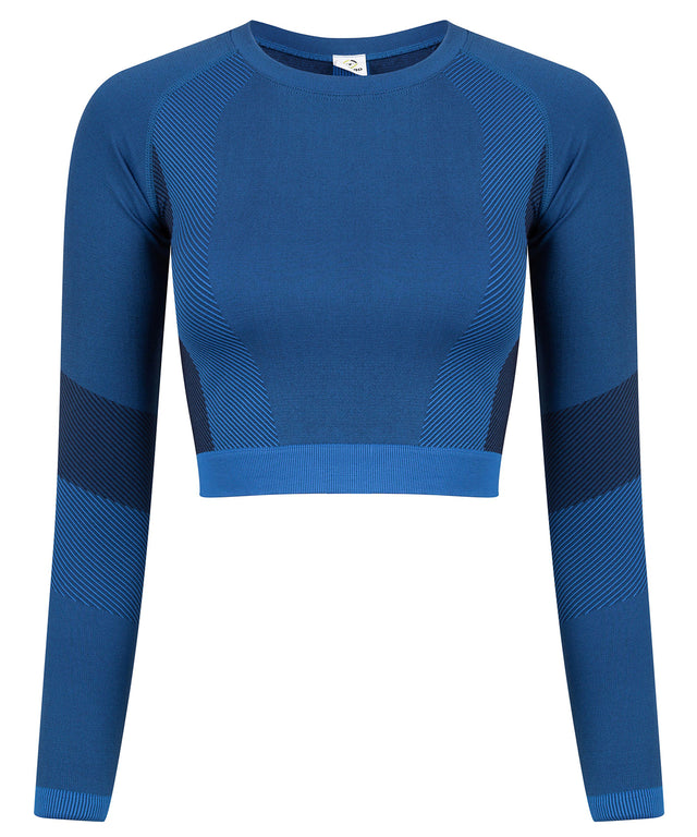 Women's seamless panelled long sleeve crop top