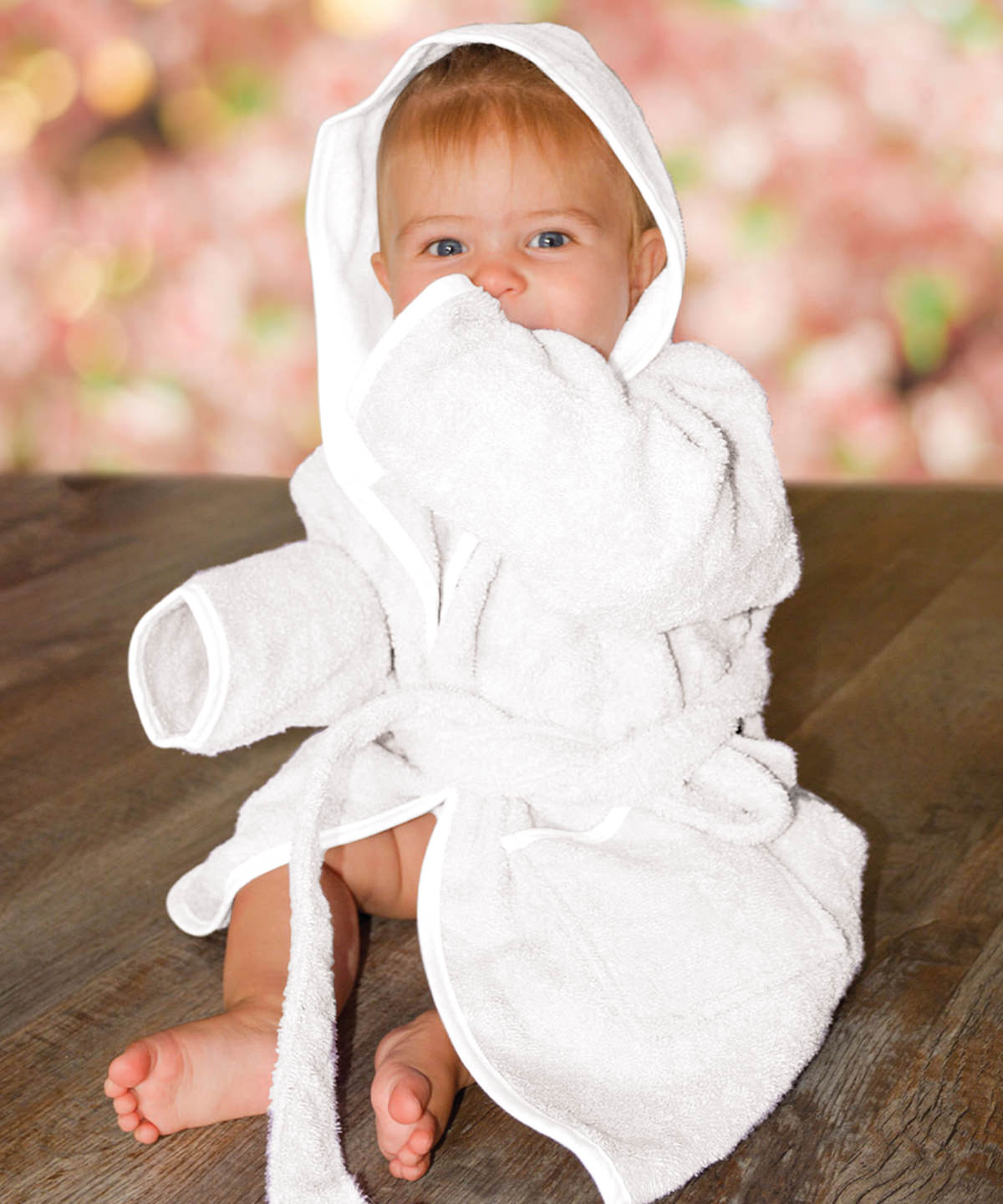 Hooded Baby Bathrobe - Aqua Blue/Lime Green