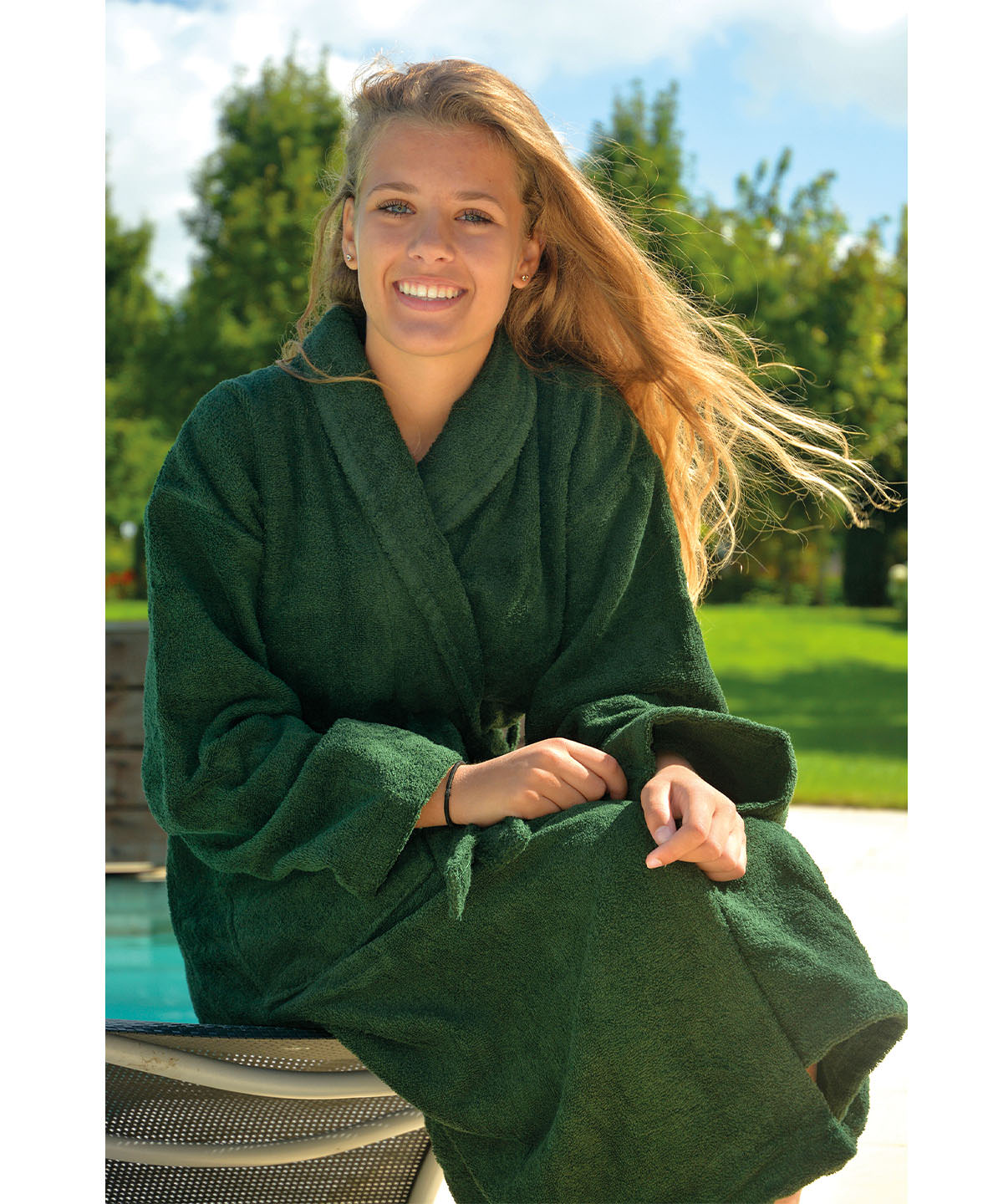 Shawl Collar Bathrobe - Dark Green