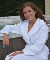 Hooded Waffle Bathrobe - Black