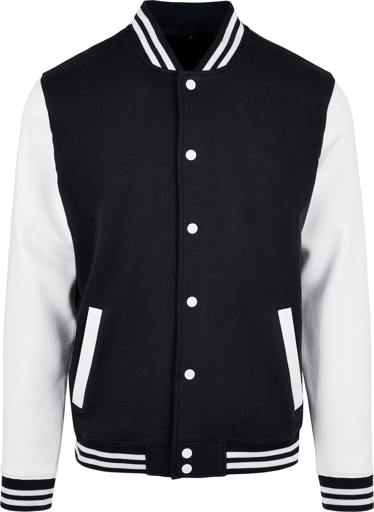 Classic Button up College Jacket  - Black/White