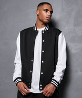 Classic Button up College Jacket  - Navy/White