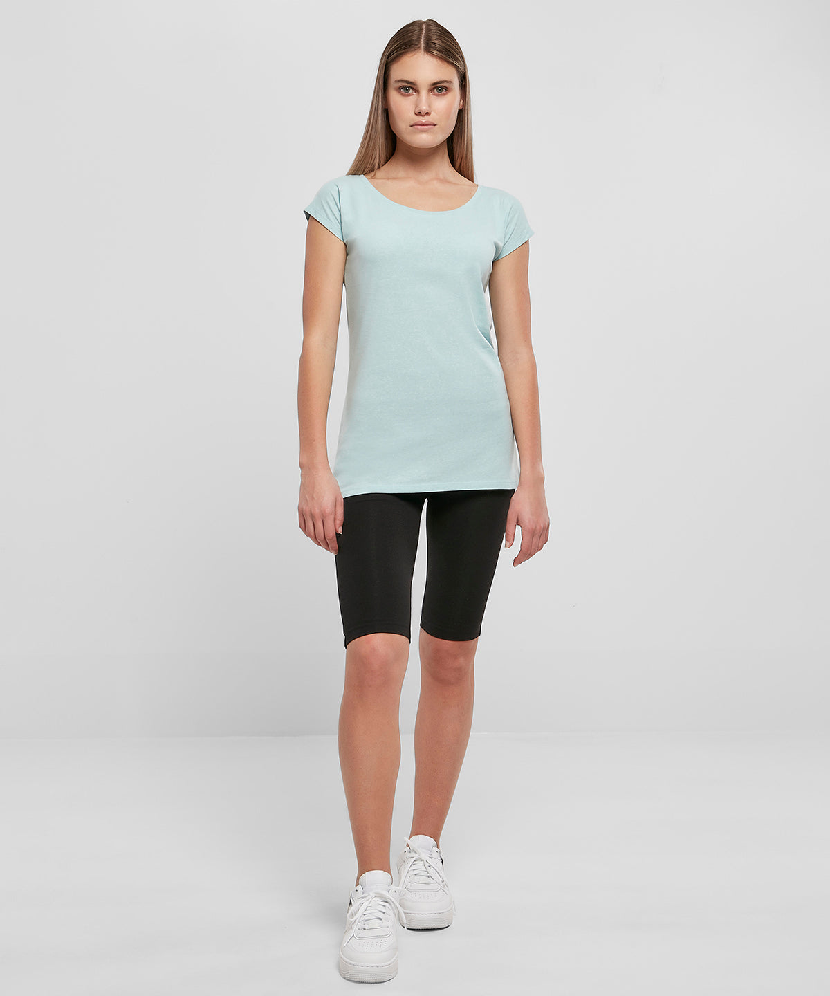 Womens Off the Shoulder Tee - Light Mint