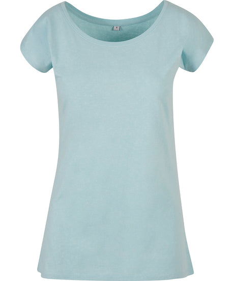 Womens Off the Shoulder Tee - Ocean Blue