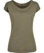 Womens Off the Shoulder Tee - Olive