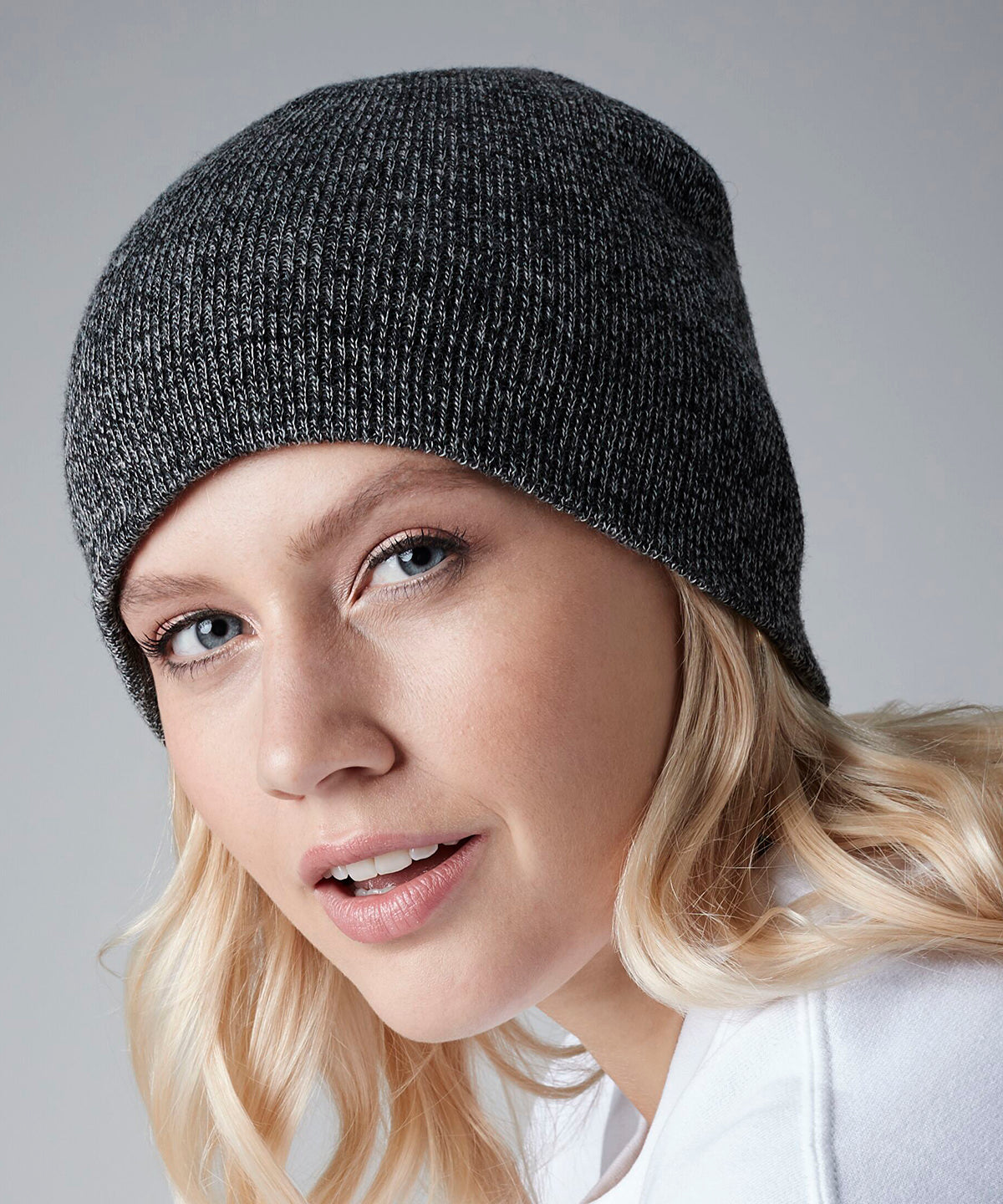 Cozy Two-Tone Beanie - Black/Fluorescent Pink