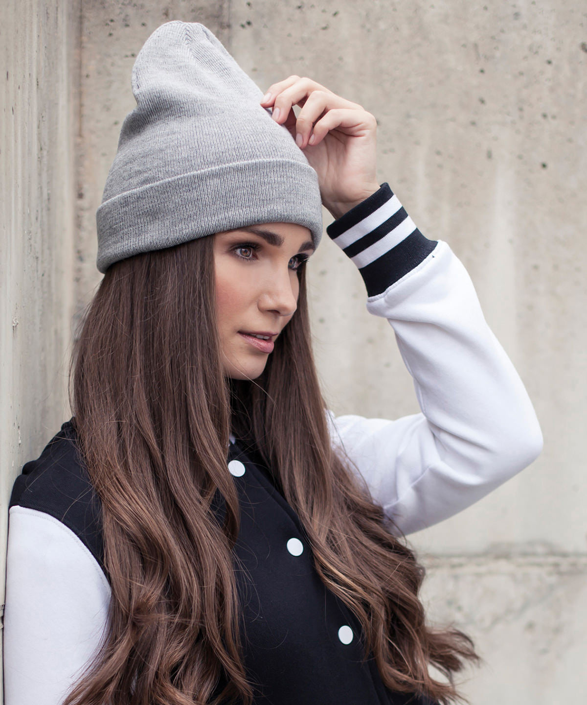 Heavy Fold Over Beanie  - Heather Grey