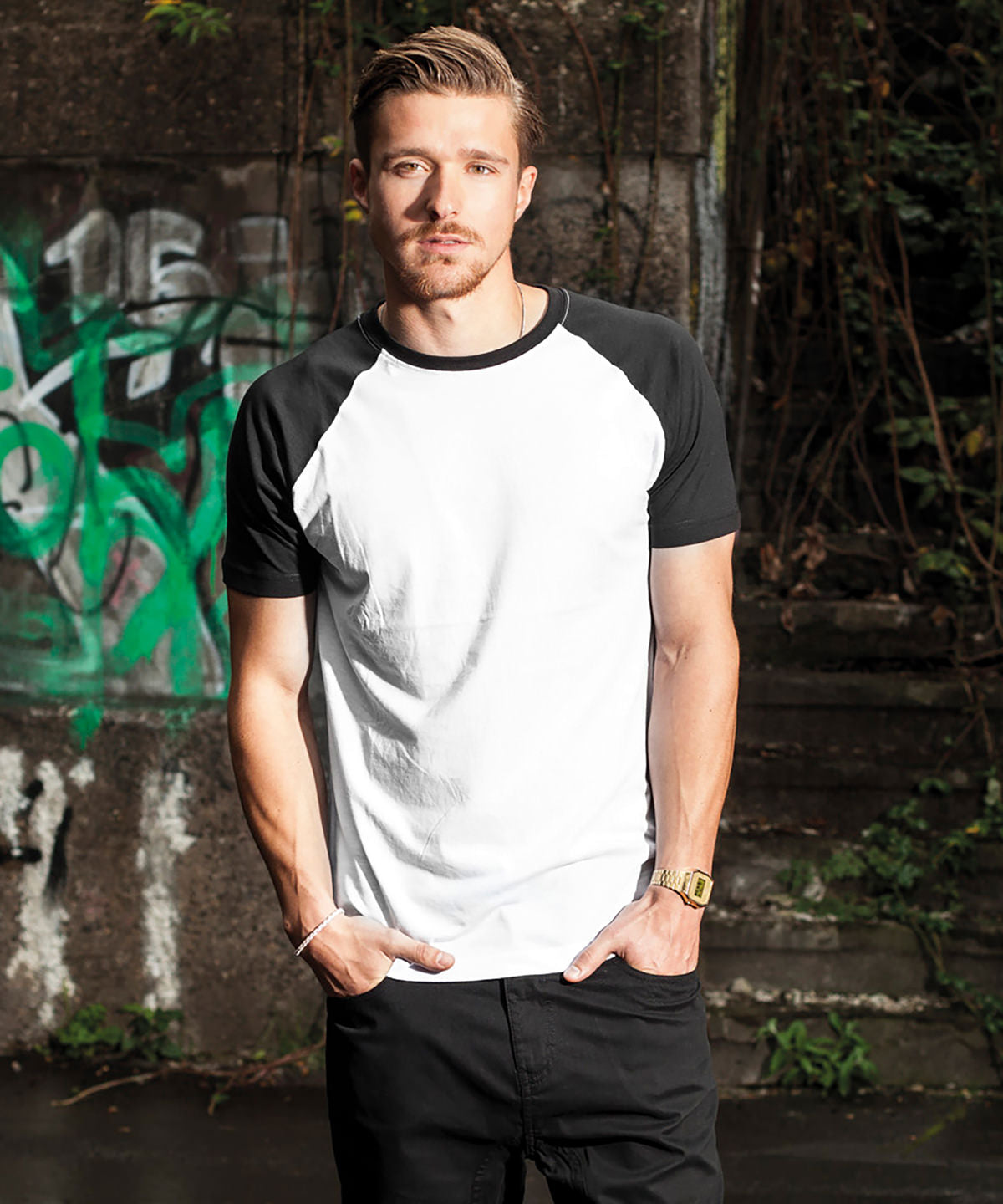 Classic Raglan Tee  - Black/Charcoal