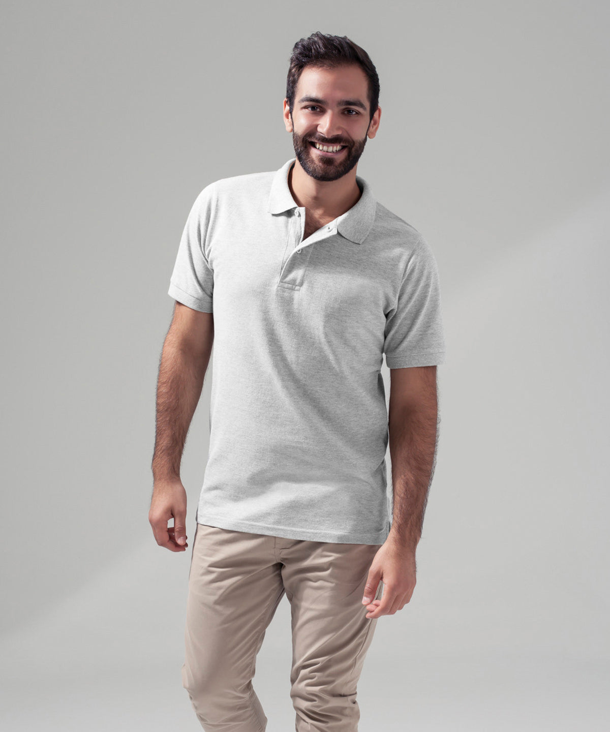 Long Cut Polo Shirt  - Heather Grey