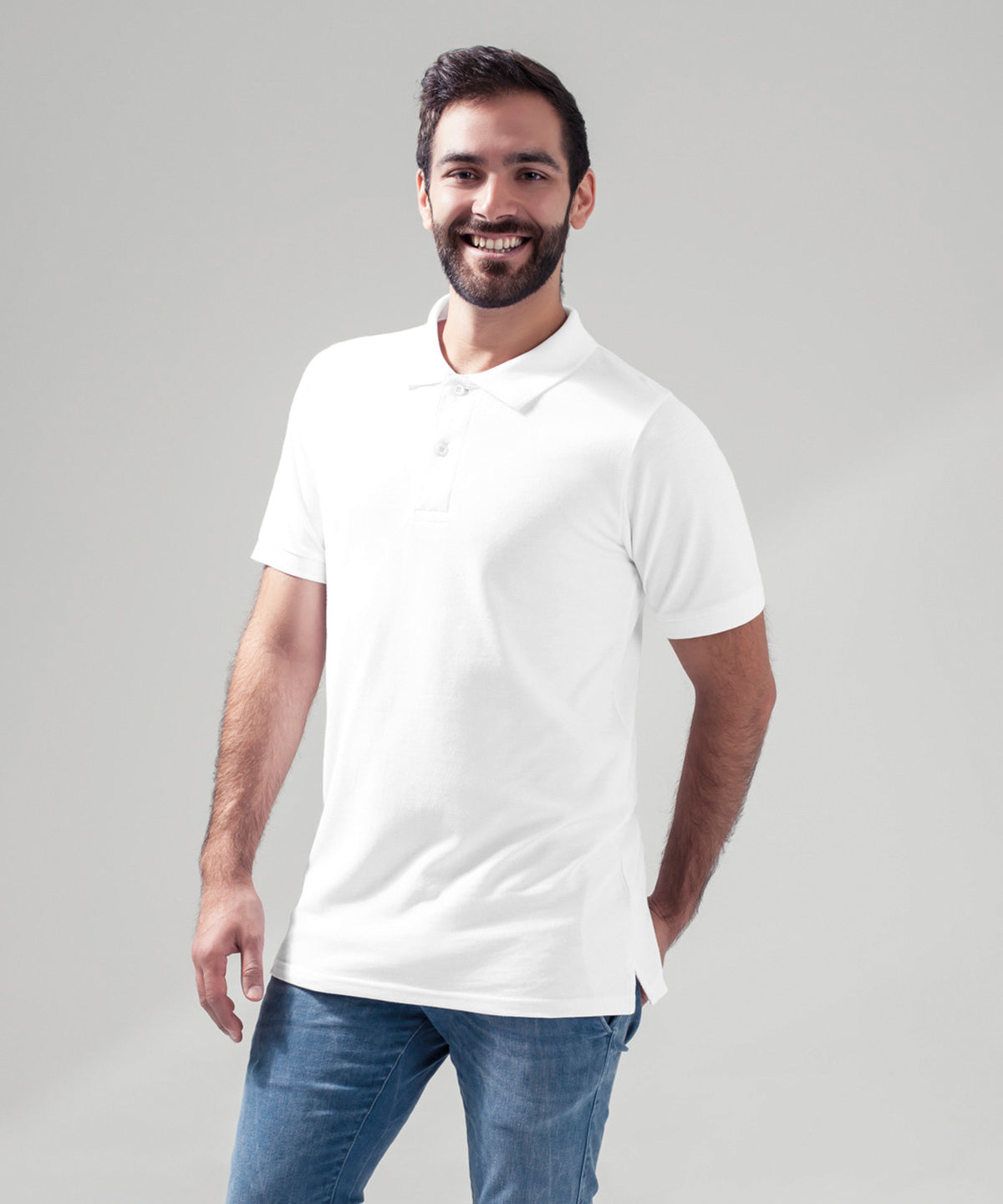 Long Cut Polo Shirt  - White