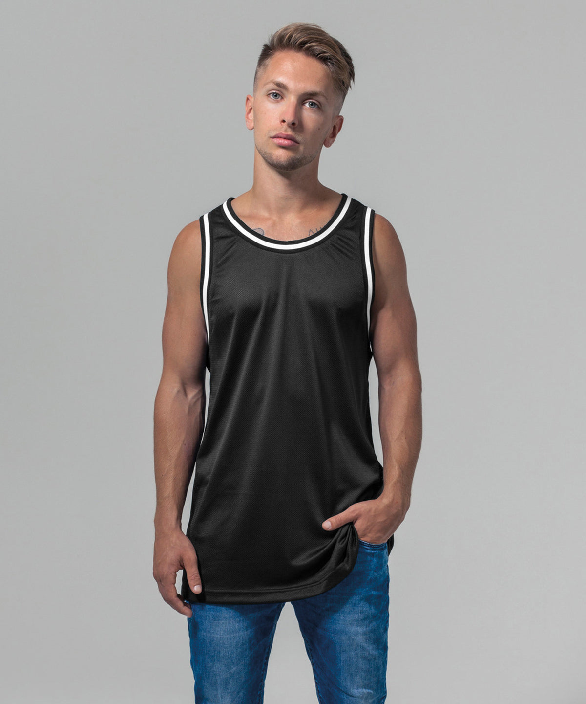 Classic Jersy Style Tank Top - Black/White