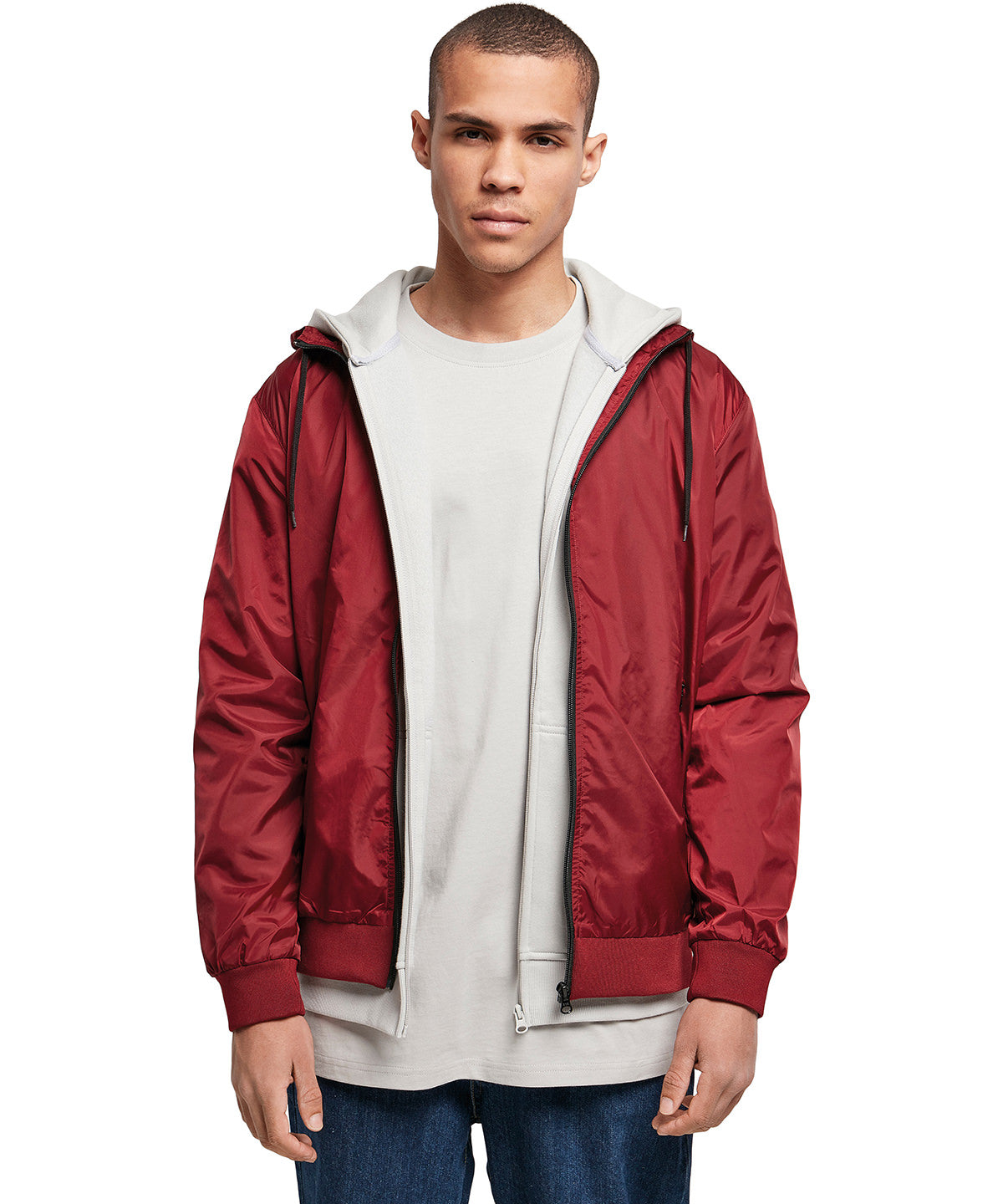 Leightweight Hooded Wind Jacket - Burgundy/Black