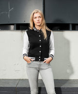 Womens Classic Button up College Jacket - Black/White