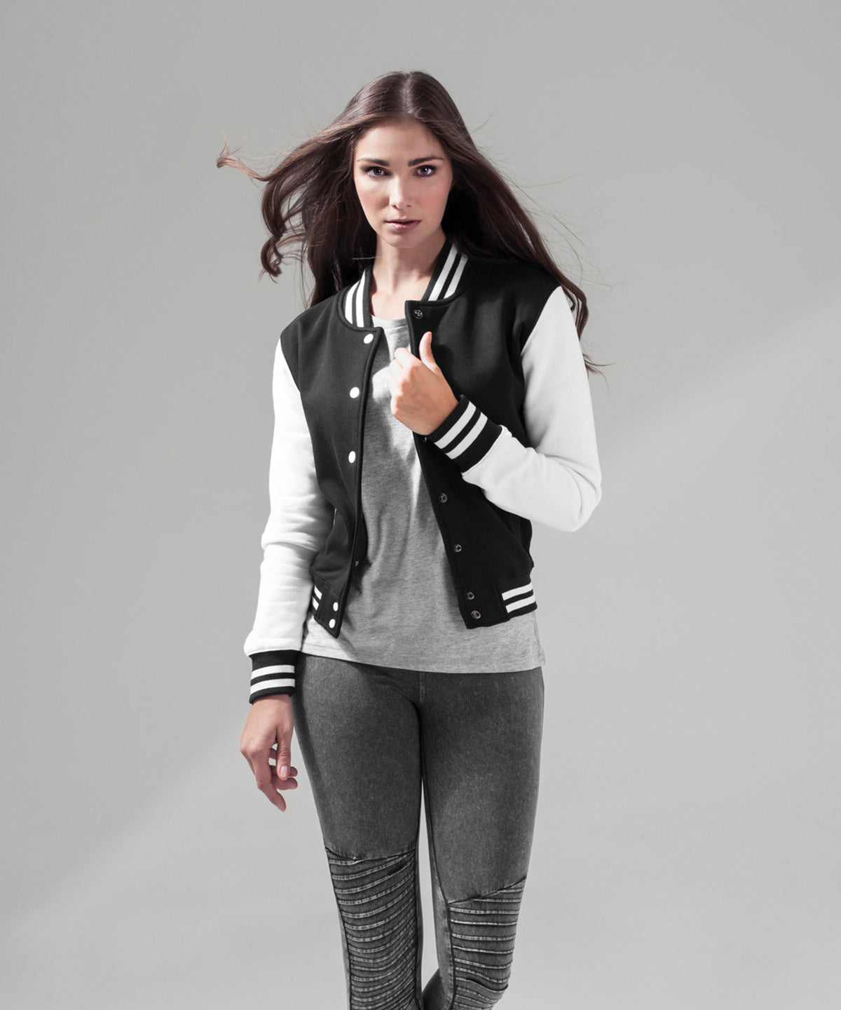 Women's Zip-Up Jacket - Black/HeatherGrey