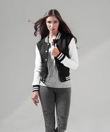 Womens Classic Button up College Jacket - Black/White