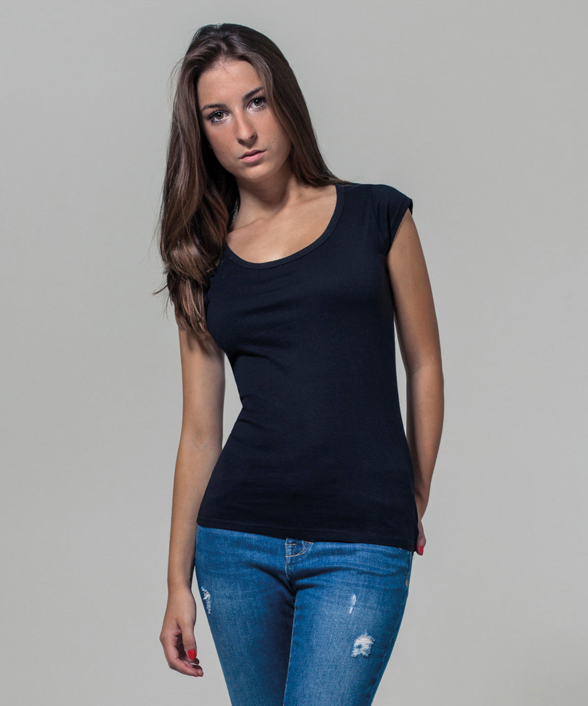 Womens Lightweight Back cut Tee - Black