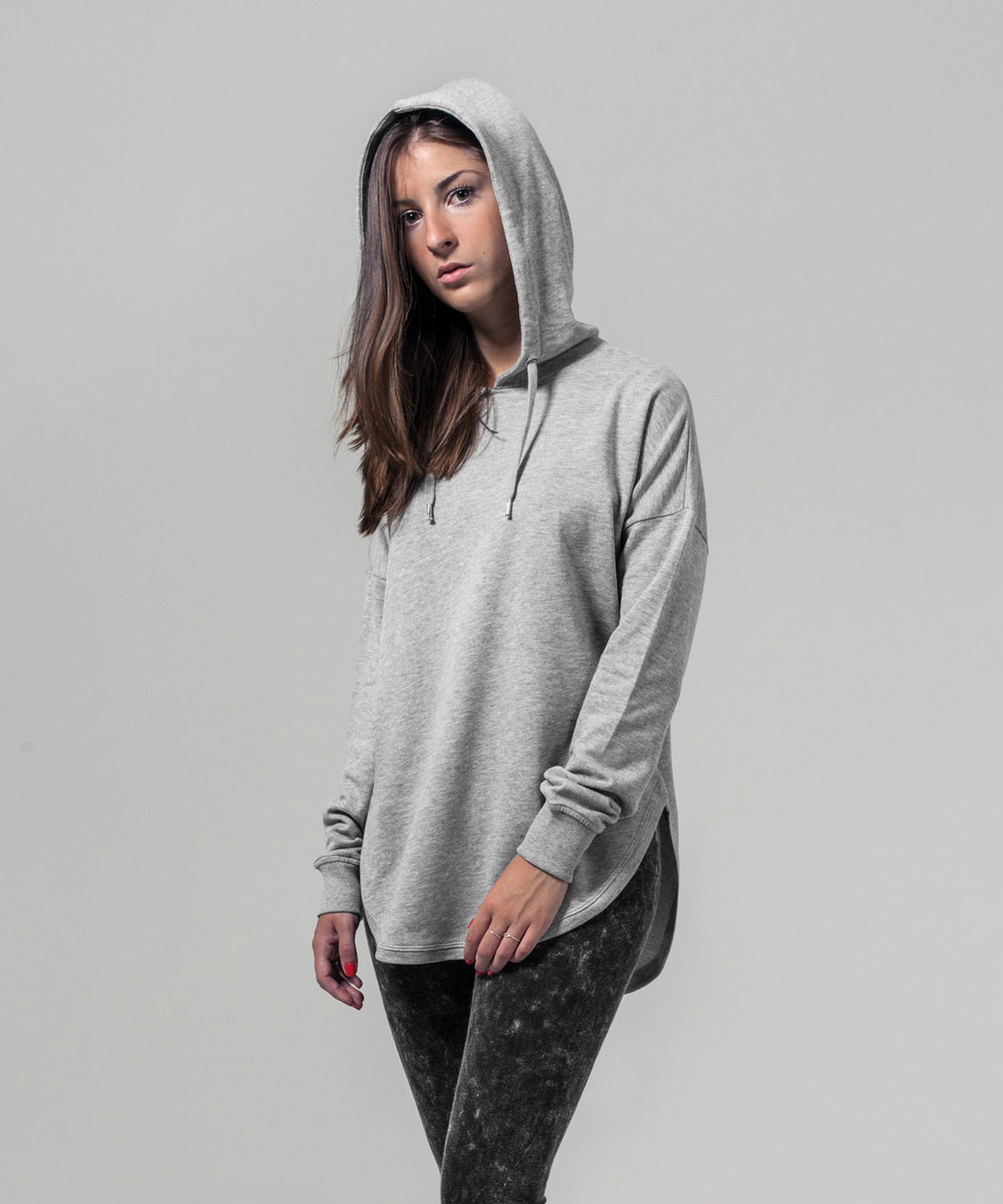 Womens Oversized Rounded Hoodie - Black