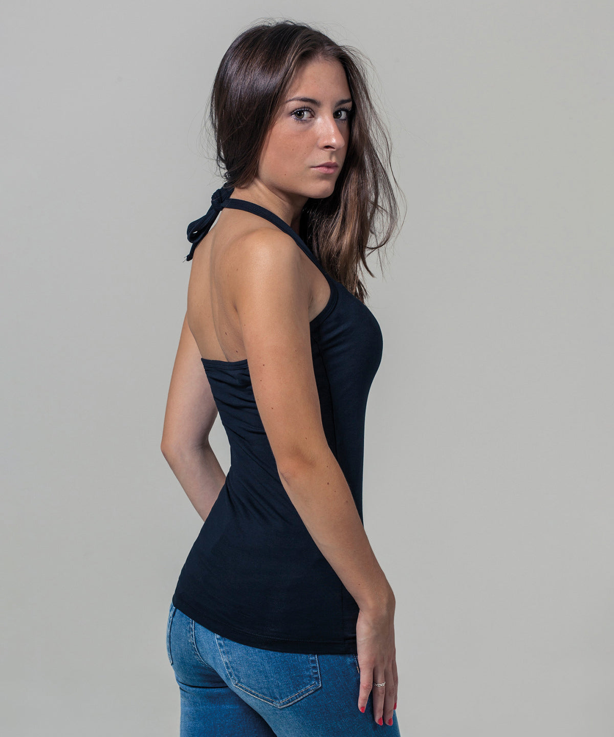 Womens Halter Neck Vest - Black