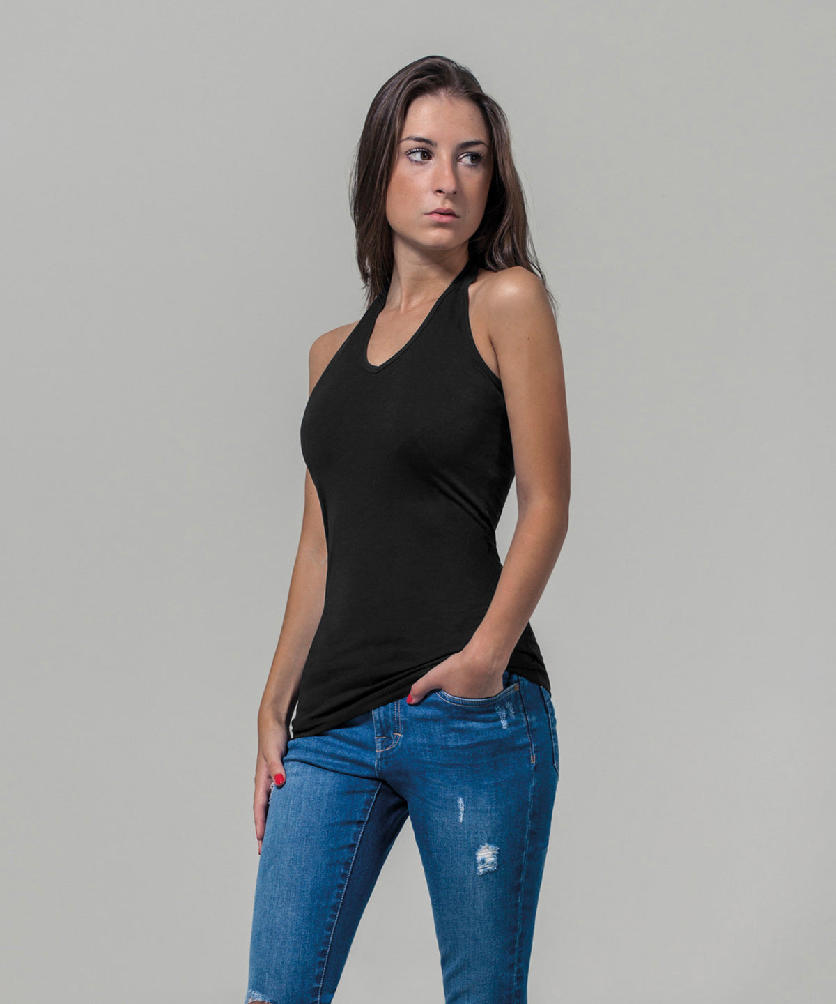 Womens Halter Neck Vest - Black