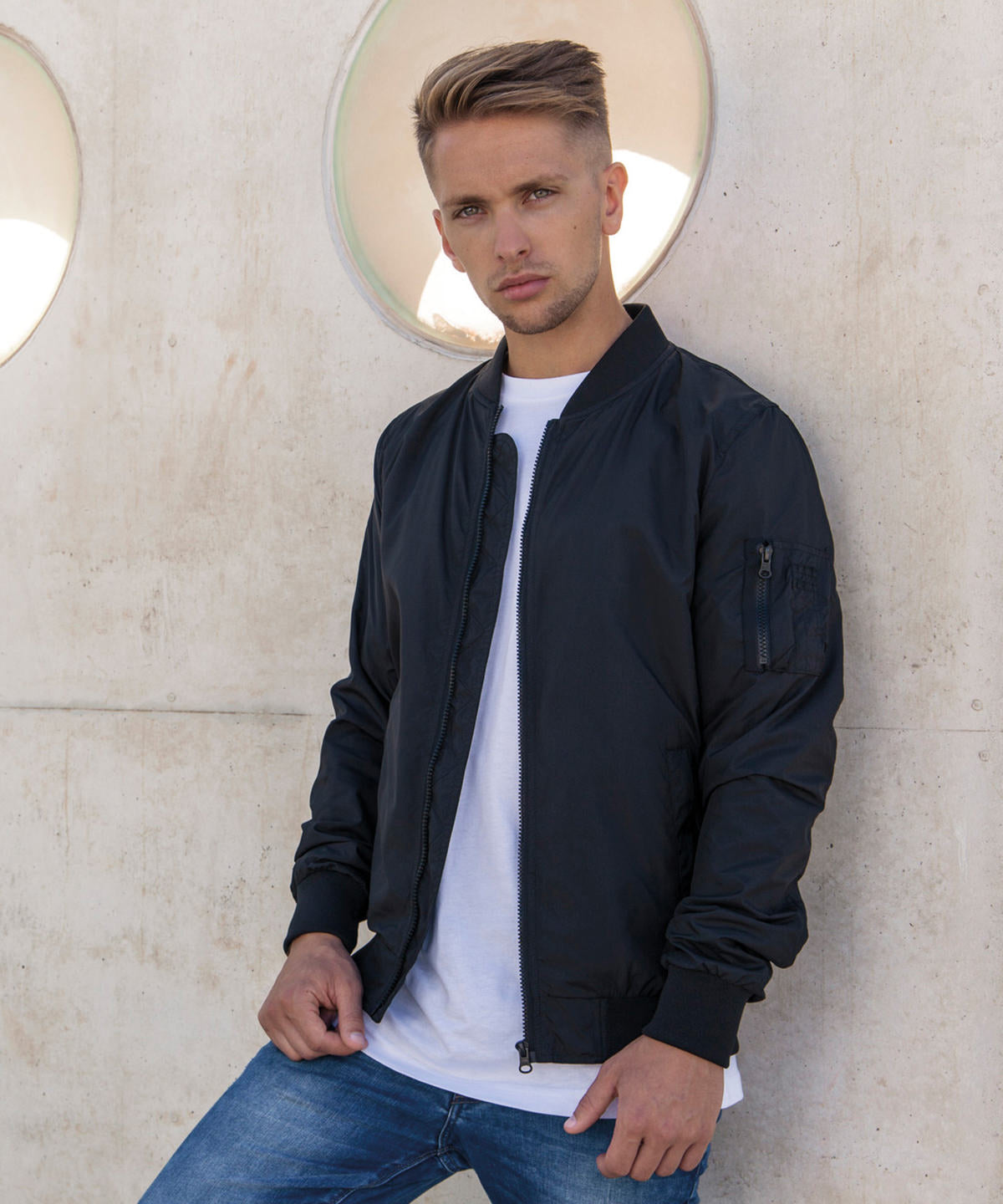 Fashionable Bomber Jacket  - Black