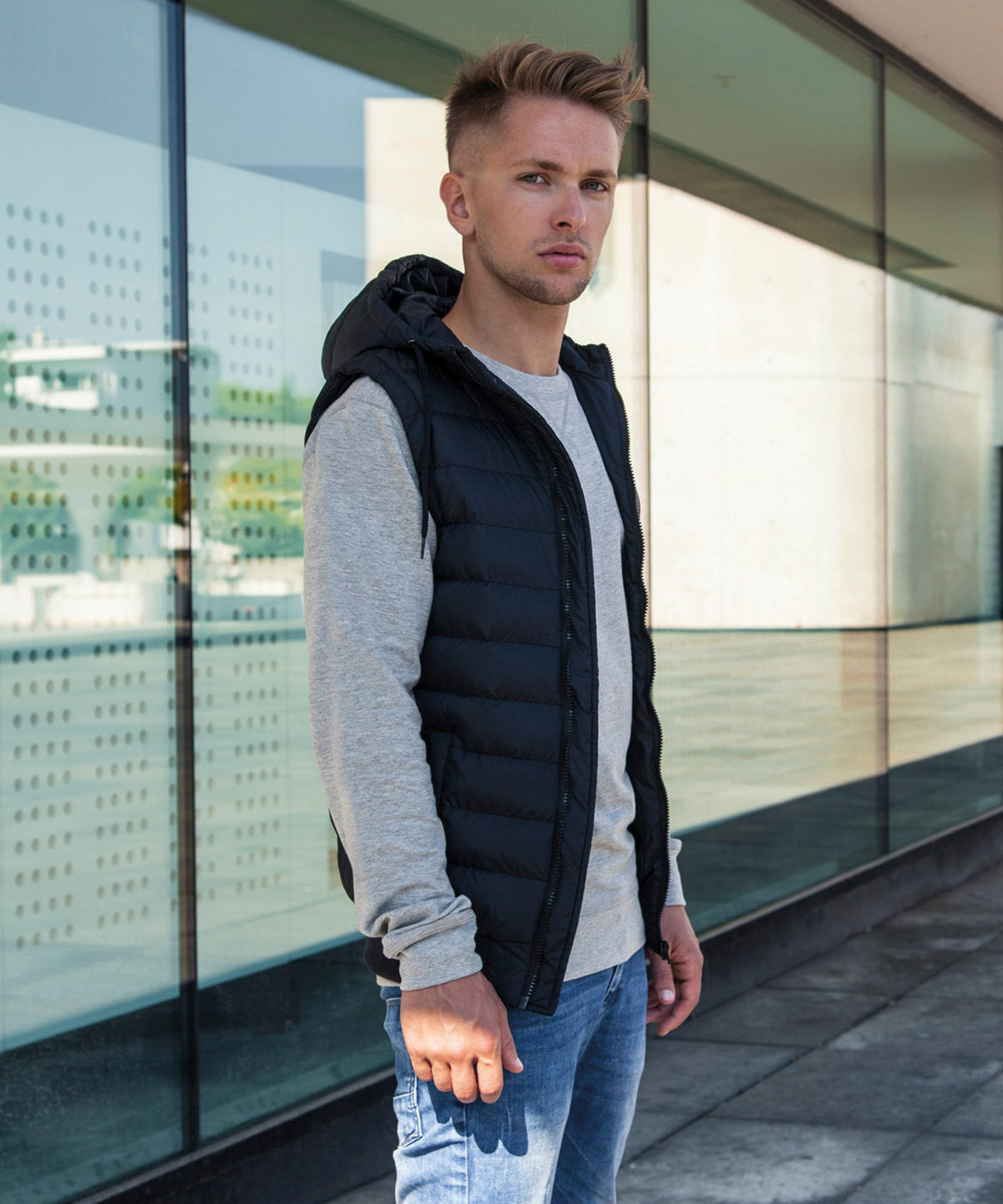 Casual Lightweight Padded Gilet  - Black/Black