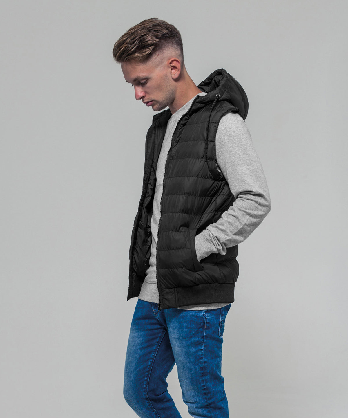 Casual Lightweight Padded Gilet  - Black/Black