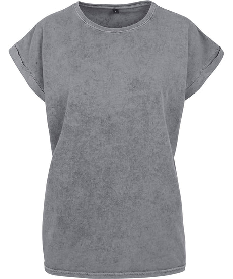 Womans Casual Acid Wash Tee - Asphalt