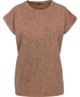 Women's acid washed extended shoulder tee